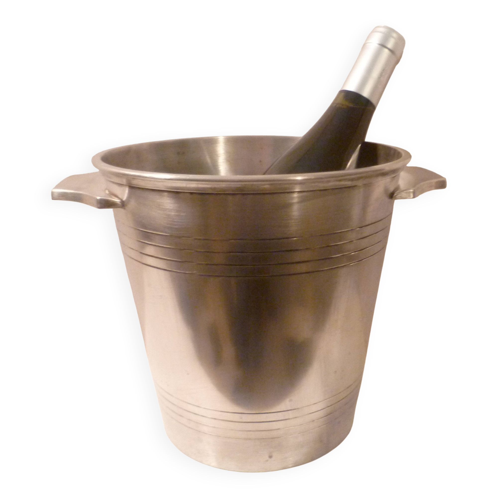 Champagne bucket / Champagne bucket design in silver-plated metal, St Medard.