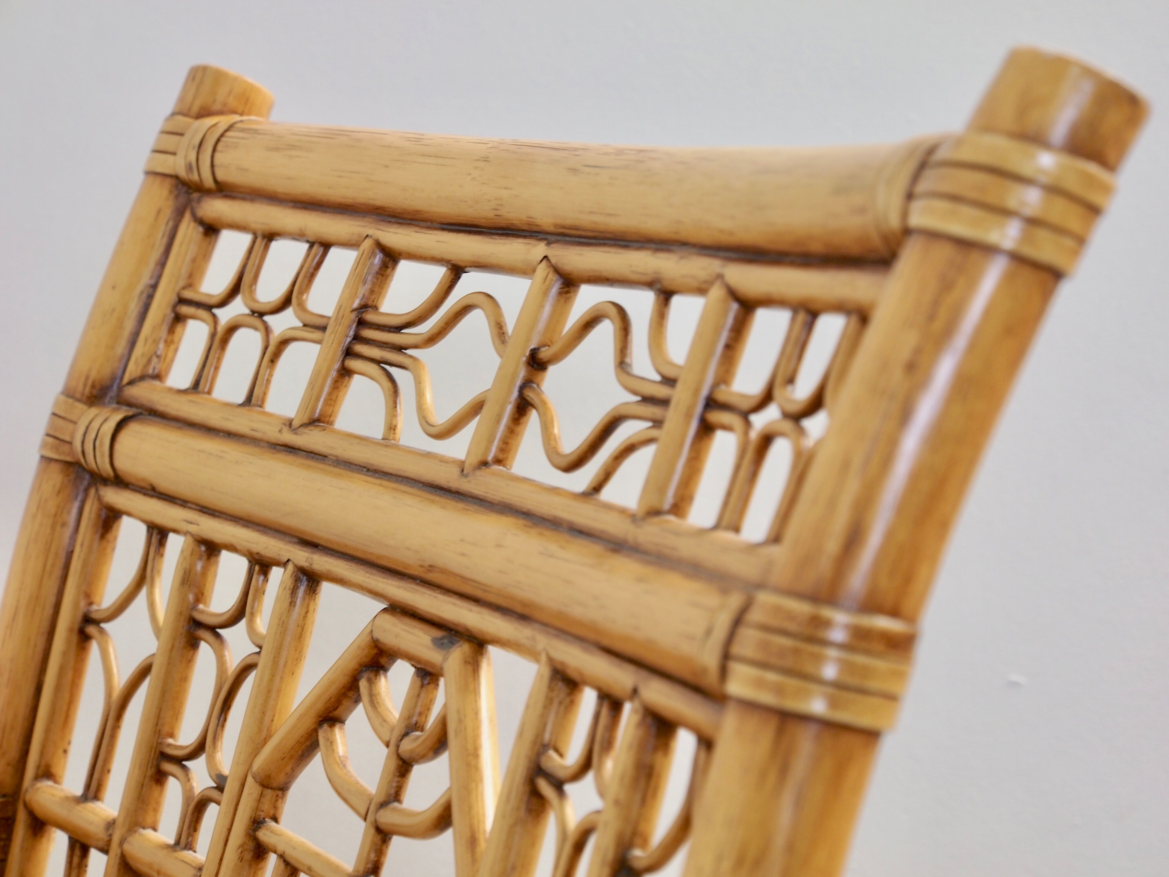 Set of 4 vintage oriental rattan chairs