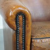 Sheep leather club chair with patina