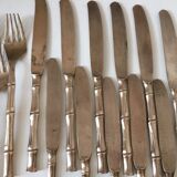 Vintage 1960s Bamboo Brass Cutlery Set