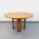 Table à manger ronde vintage Seltz des années 70 80 en orme blond massif