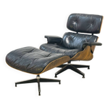 Vintage armchair with ottoman in Rio rosewood by Charles and Ray Eames, 1970s