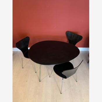 Arne Jacobsen dining set with egg table Model 3603 and chairs, 1960s