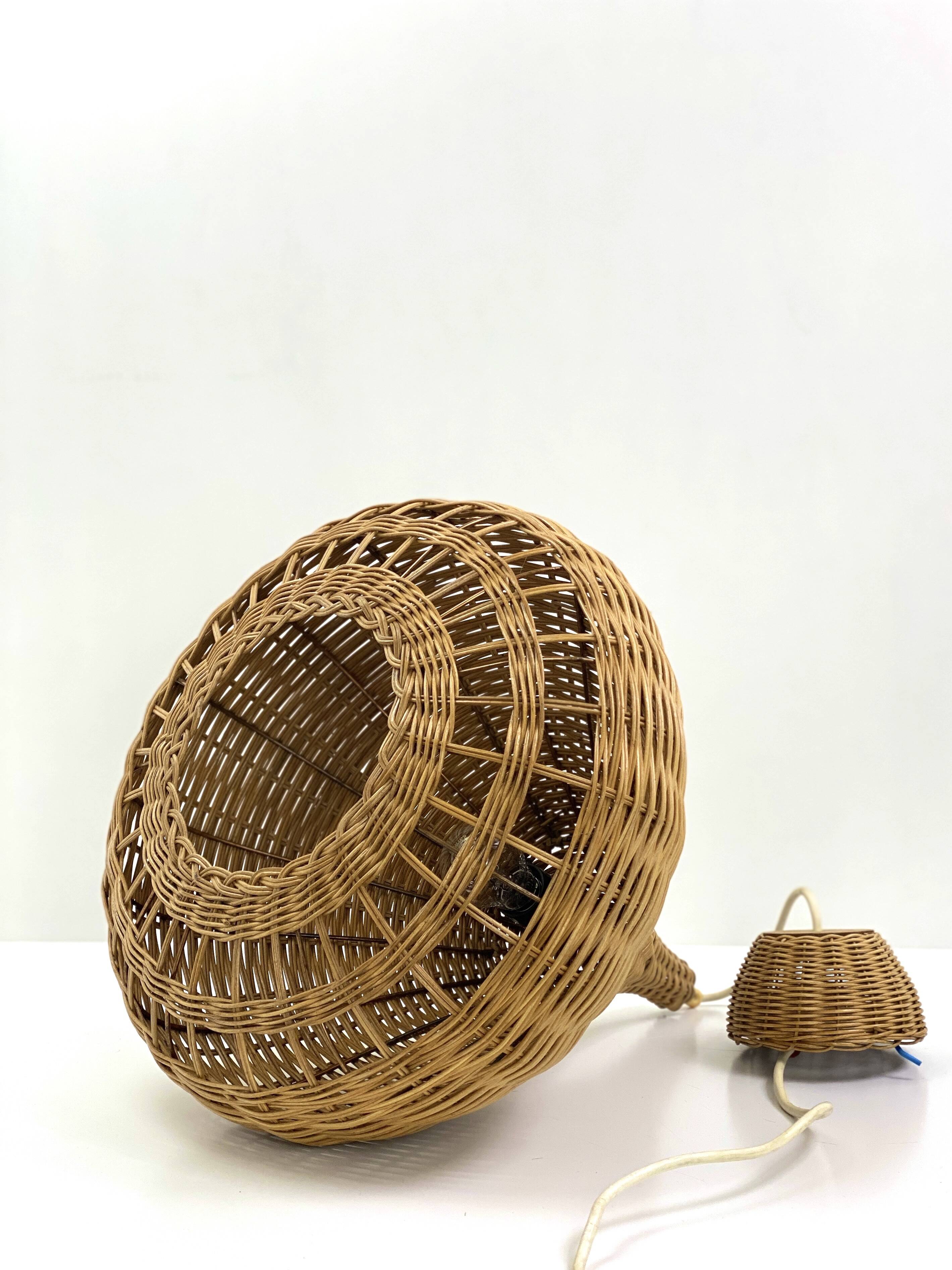 Vintage wicker pendant light from the 1960s.
