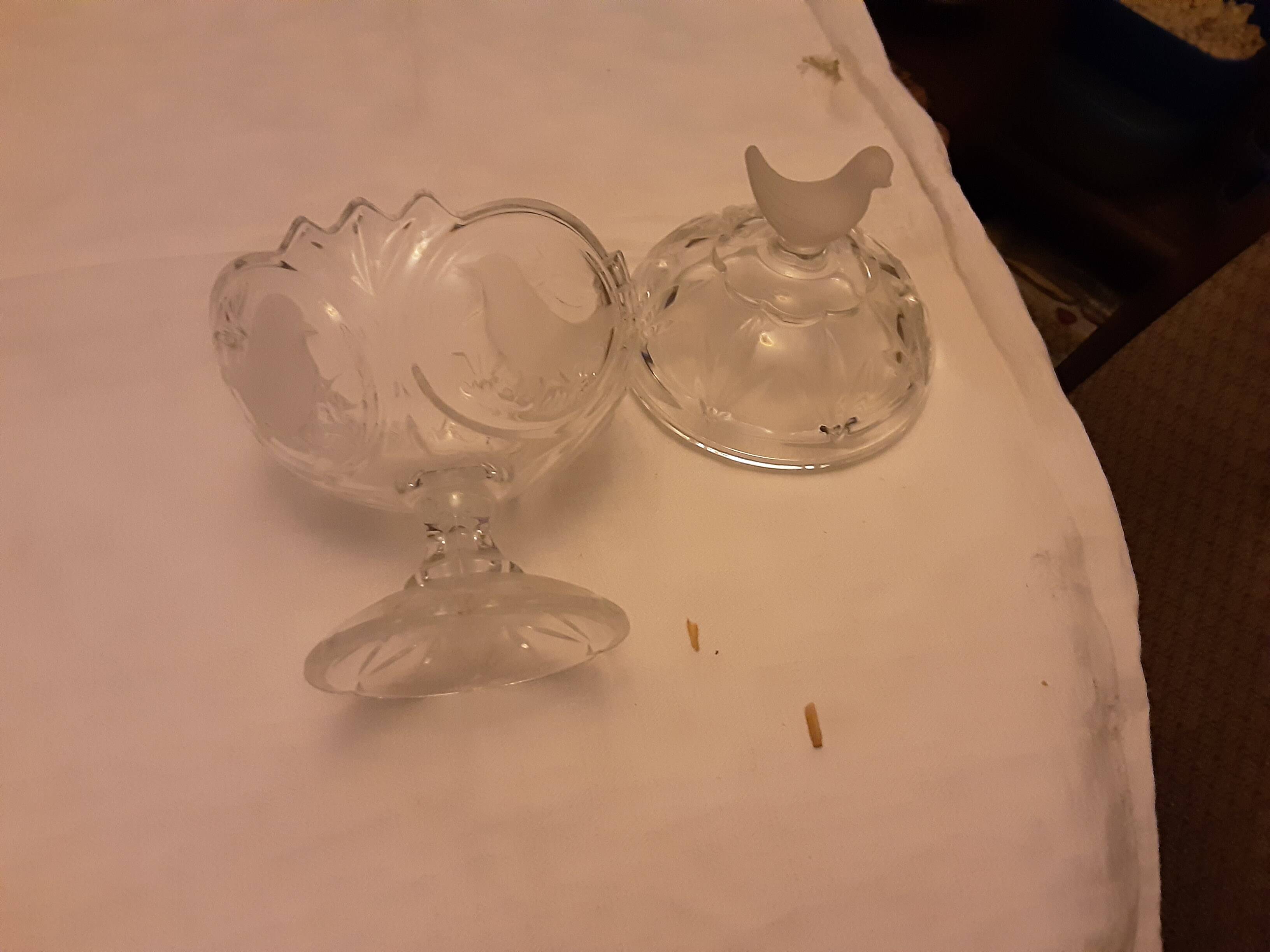 Crystal sugar birds-cut sugar bowl with frosted cutter