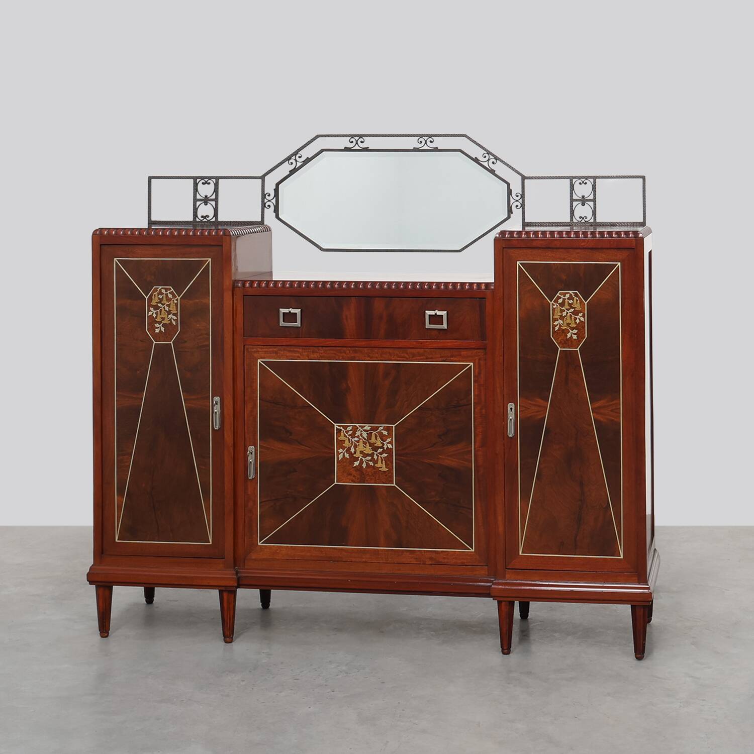 Cabinet en marqueterie Art Déco par De Coene, Belgique, vers 1925