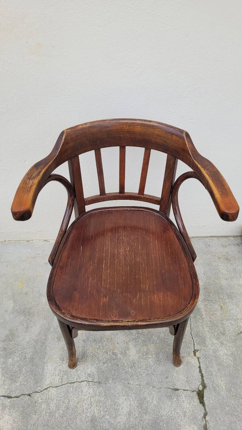 Office chair signed Baumann bistro style curved wood - 1930s