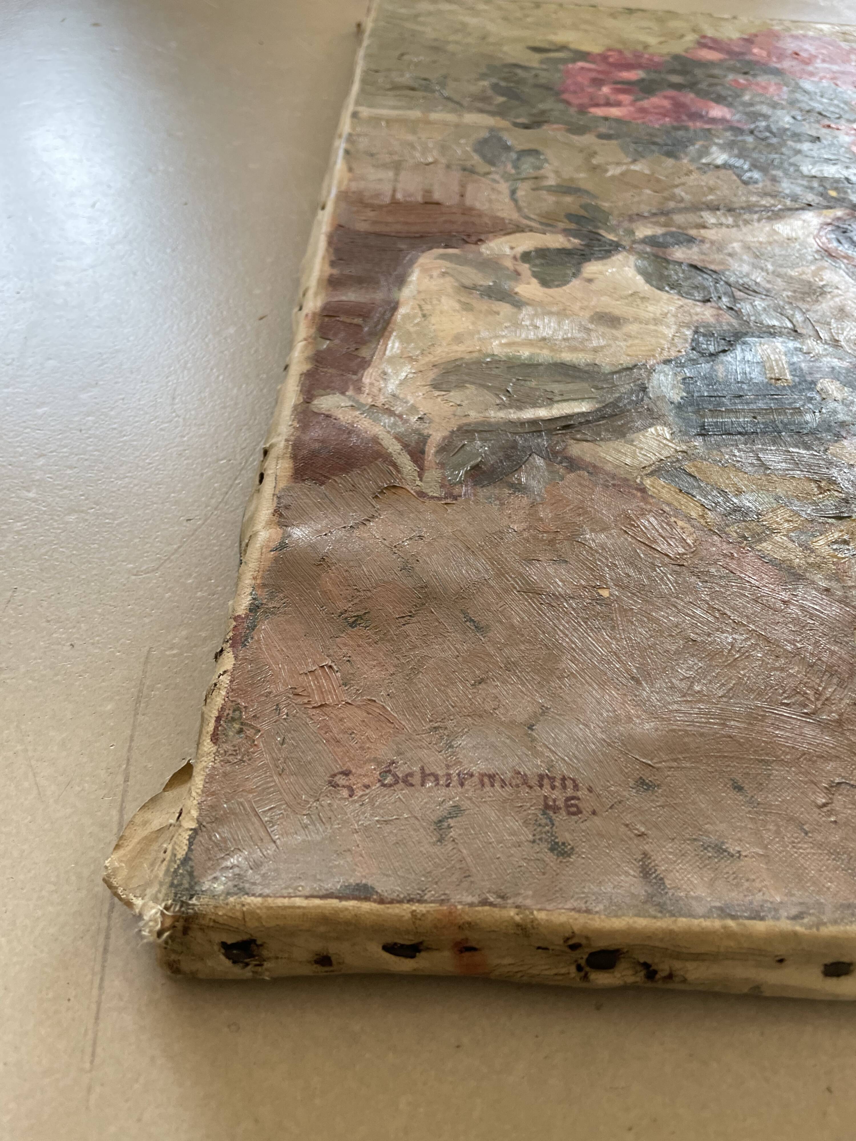 Old still life signed Georges Schirmann 1947