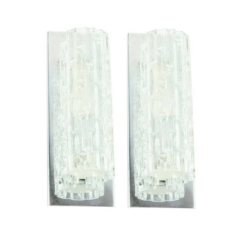 Pair of Mid Century Modern Murano Glass Wall Lights From Doria, 1960s
