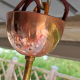 Five-branch opaline, bakelite and brass chandelier from the 50s