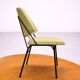 Chaise vintage années 50 en métal noir et tissu vert amande