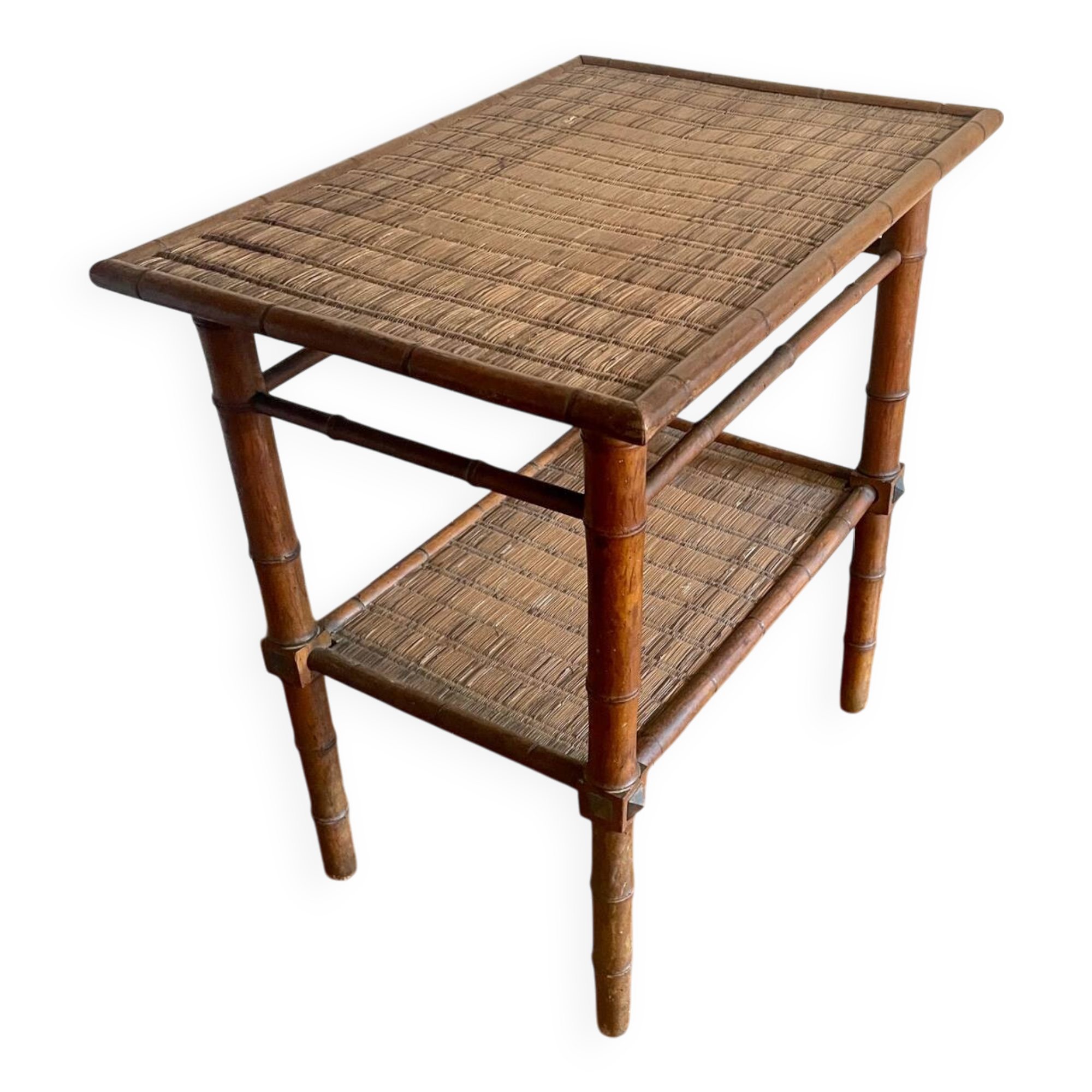 Colonial era bamboo imitation wood side table