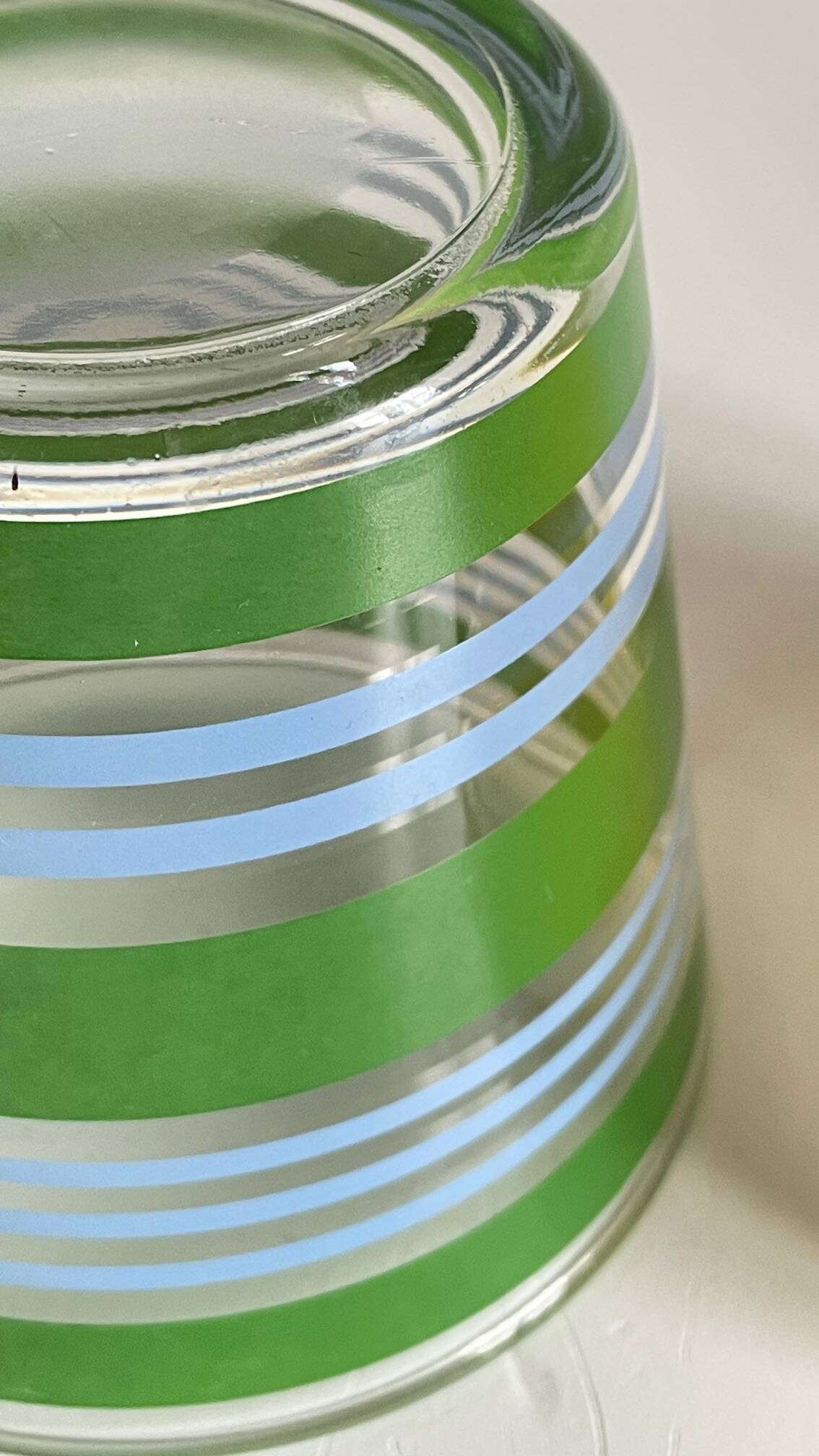 Pair of VINTAGE Silkscreened Glass Plant Pots