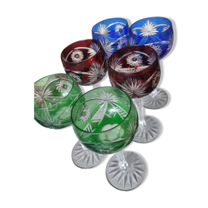 Lot de 6 verres christal  colorés