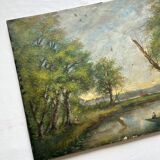 Oil painting on canvas landscape dated 1904