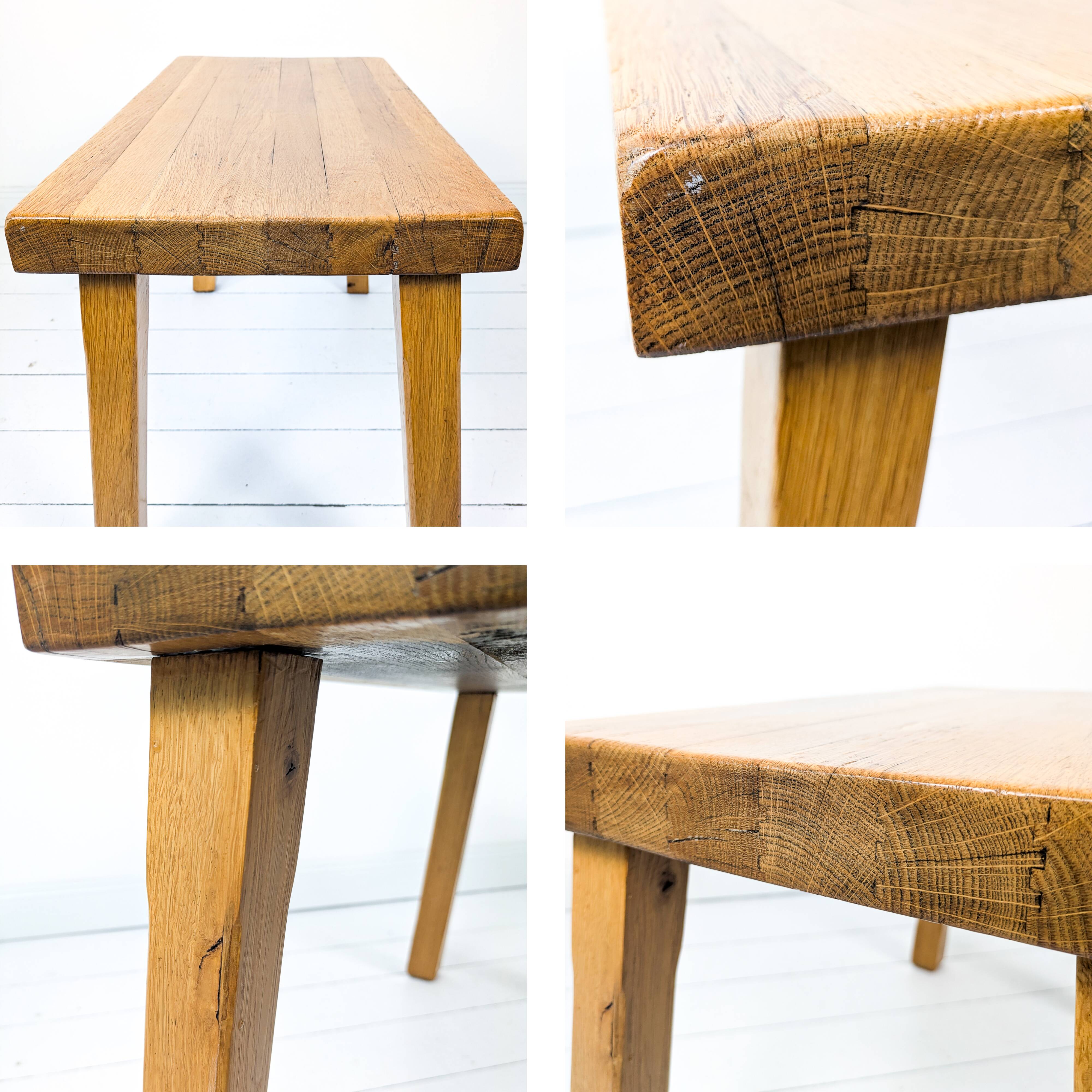 Ensemble de 3 tables gigognes vintage Mid-Century en chêne massif style bru