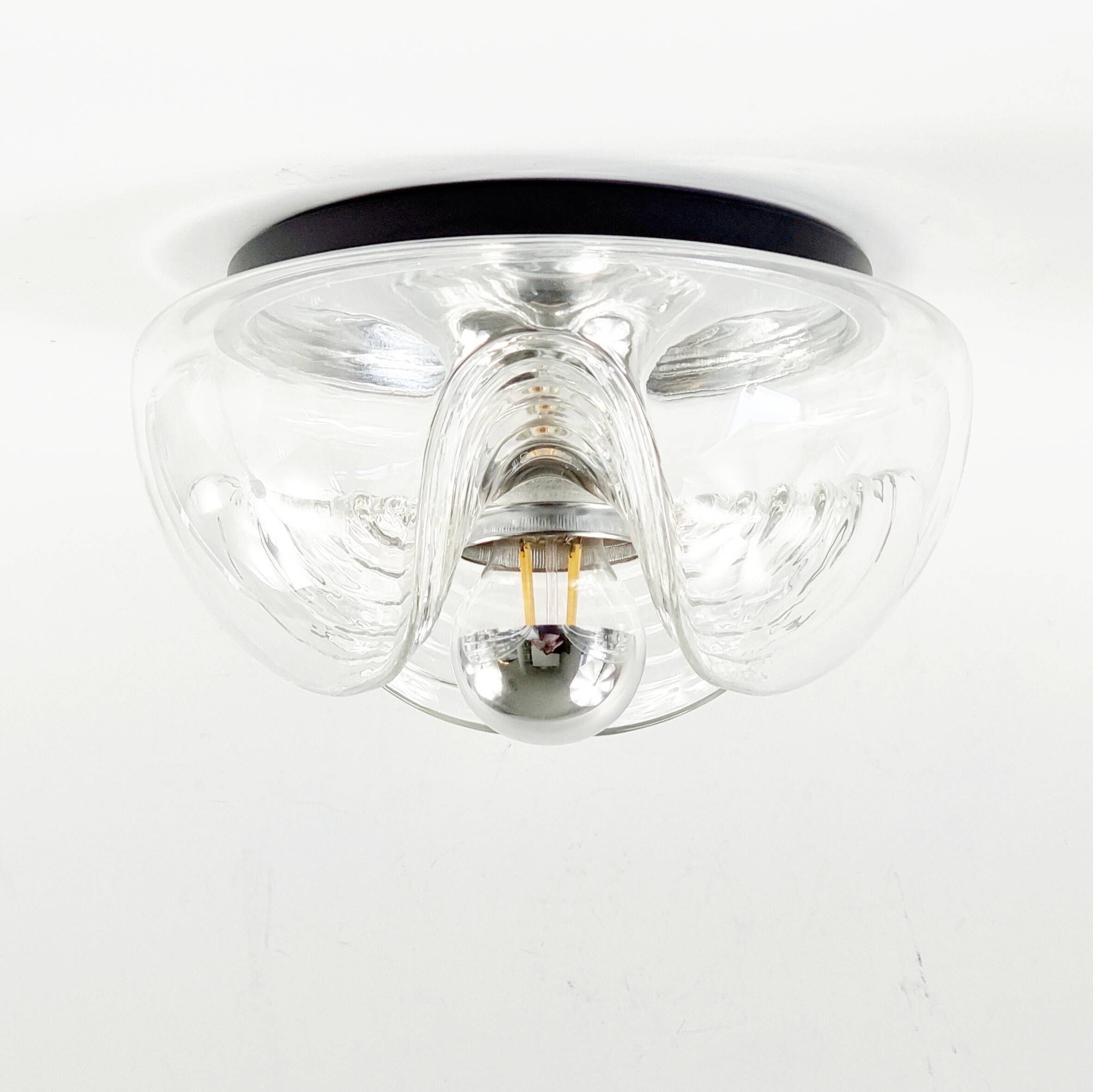 Large Mid-Century Modern Wave Flush Mount by Koch & Lowy for Peill & Putzler, Germany, 1960s/1970s