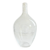 Large ribbed blown glass bottle vase - 1970s