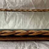 Old rectangular beveled mirror in woven wicker - 60 cm