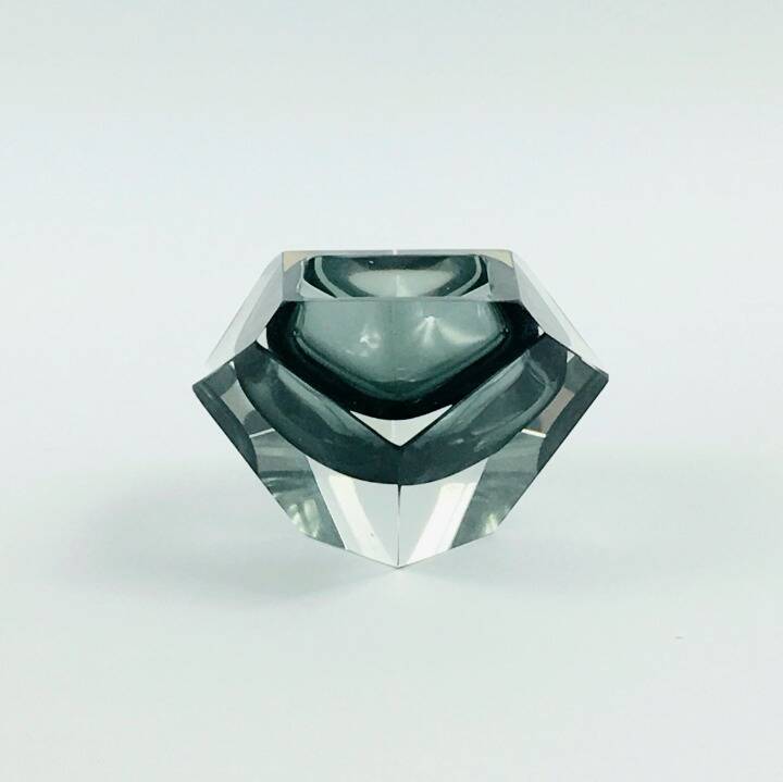 Diamond-Shaped Murano Glass Catchall by F. Poli for Seguso, Italy, 1970s