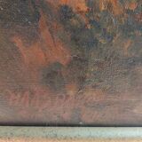 Peinture à l'huile sur toile allemande du XIXe siècle, encadrée.