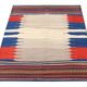 Wool Kilim Rug Earthy Beige, Vibrant Blue & Red 128 x 116 cm