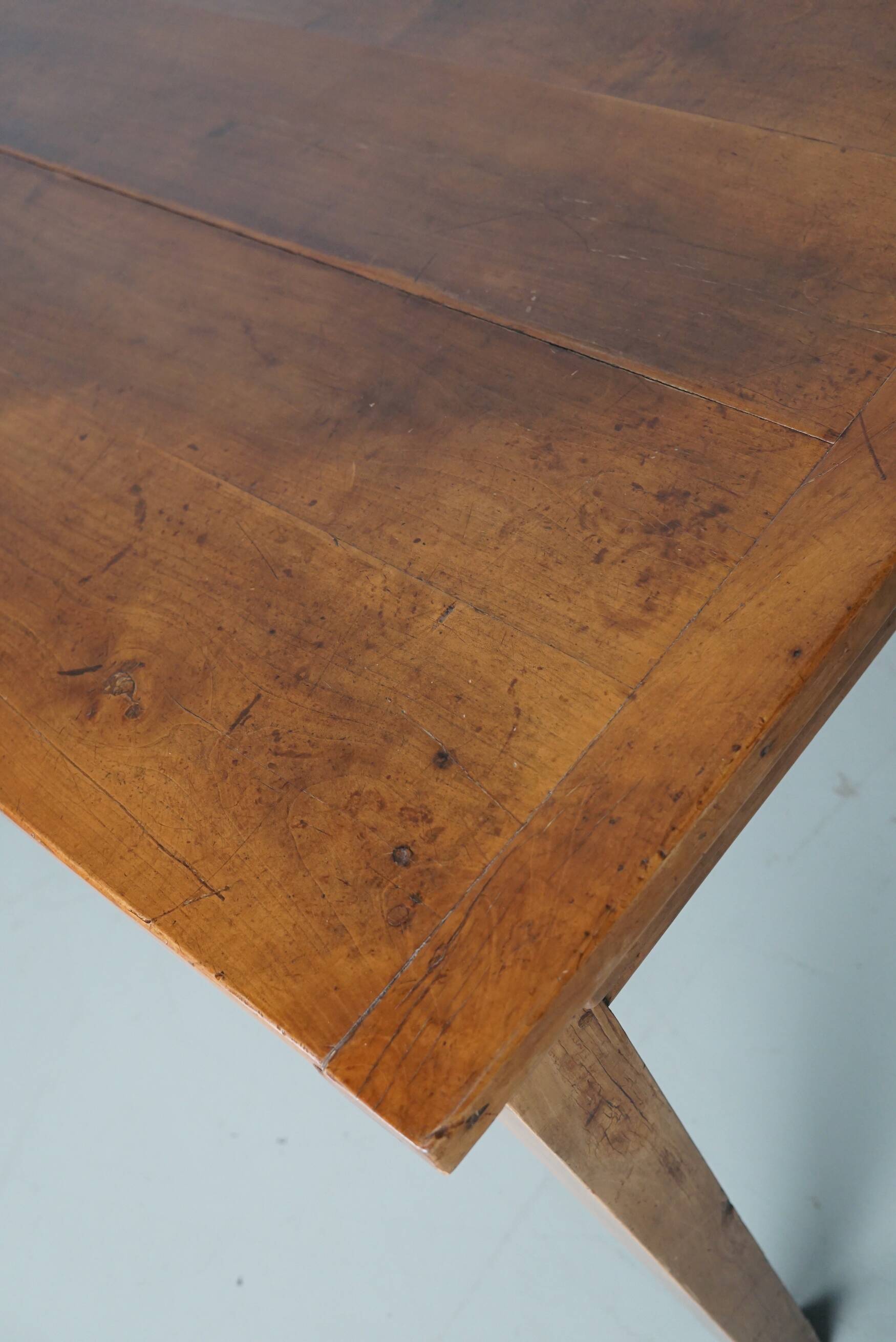 Antique Cherry Early 20th Century French Rustic Farmhouse Dining Table