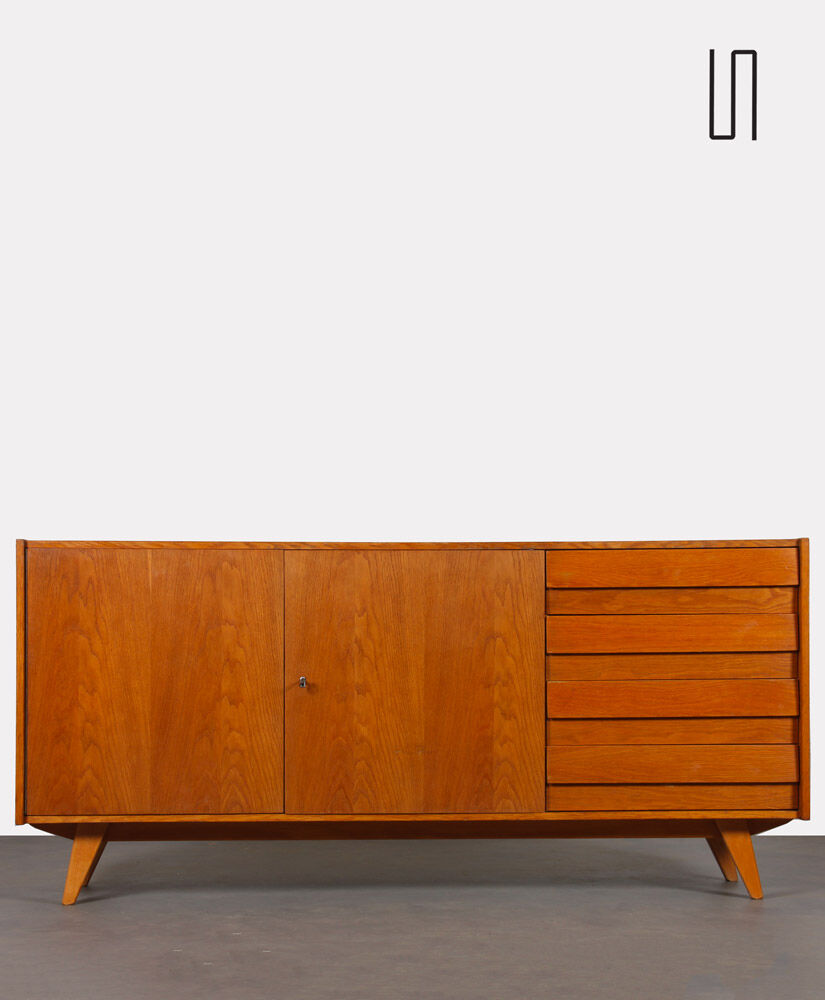 Wooden row by Jiroutek for Interier Praha, U-460, 1960