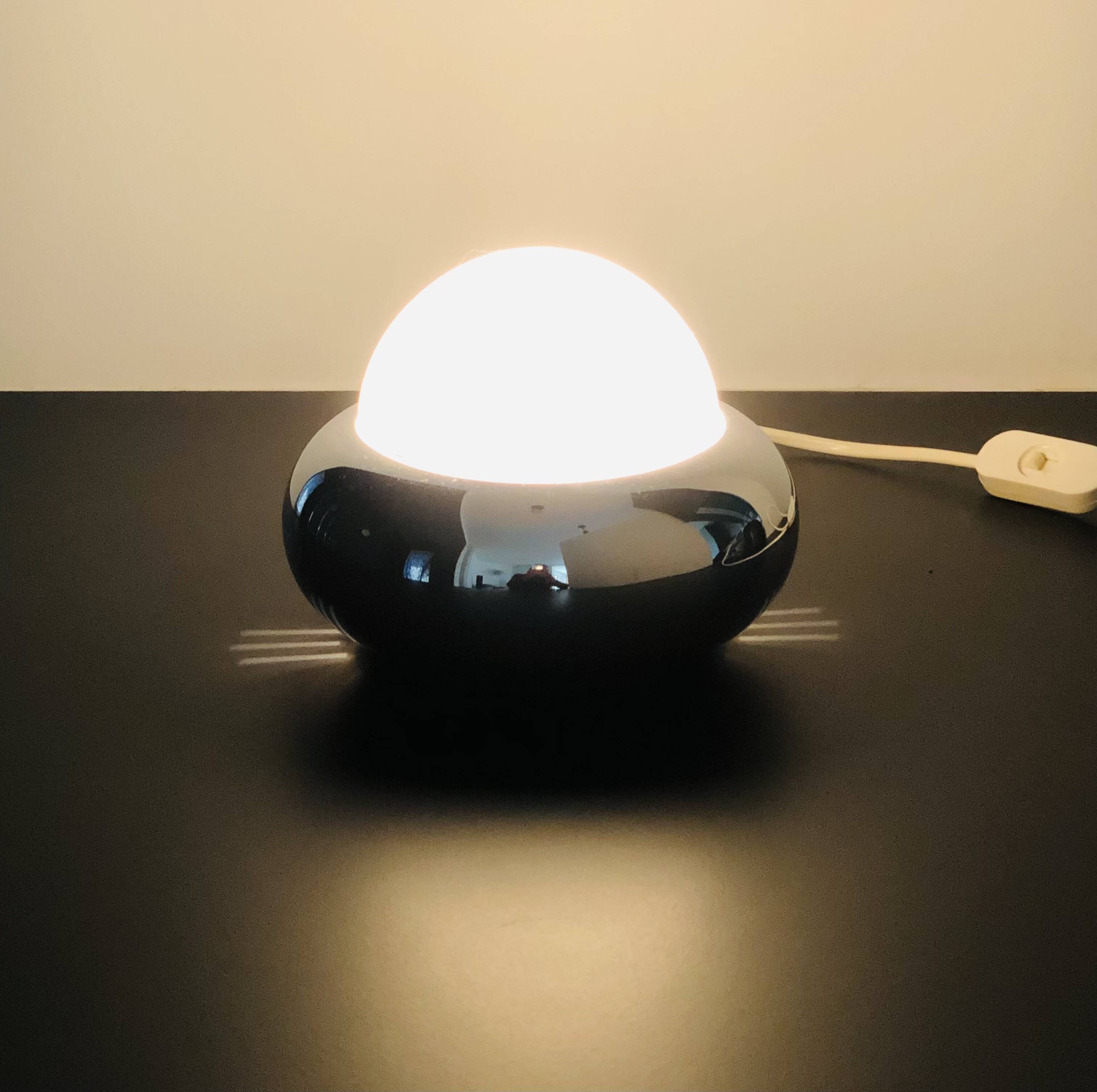 Chrome UFO lamp model c359 by LUCI, Italy 1970s