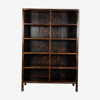 Vintage bookcase asian black