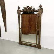 Large antique pediment mirror with mouldings.