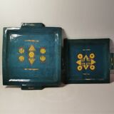 2 very beautiful Ethical dishes with South American geometric patterns. Square Format
