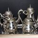Silver metal tea and coffee service