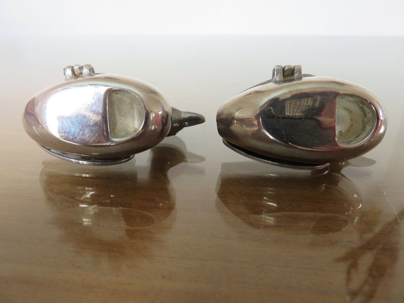Salt, pepper "duck" silver metal 70s
