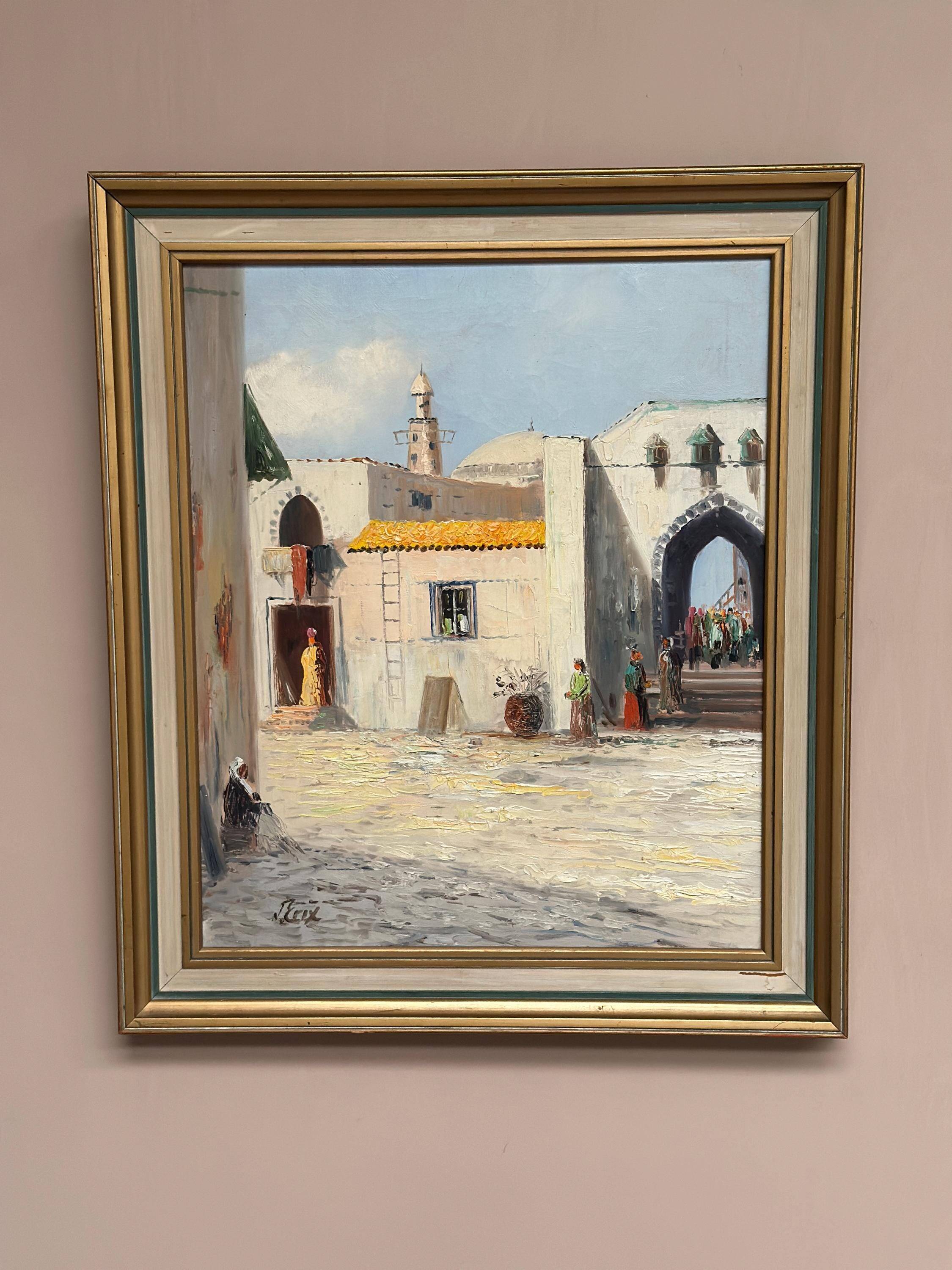 Swedish Oil on Canvas – “Southern Street” by J. Erix