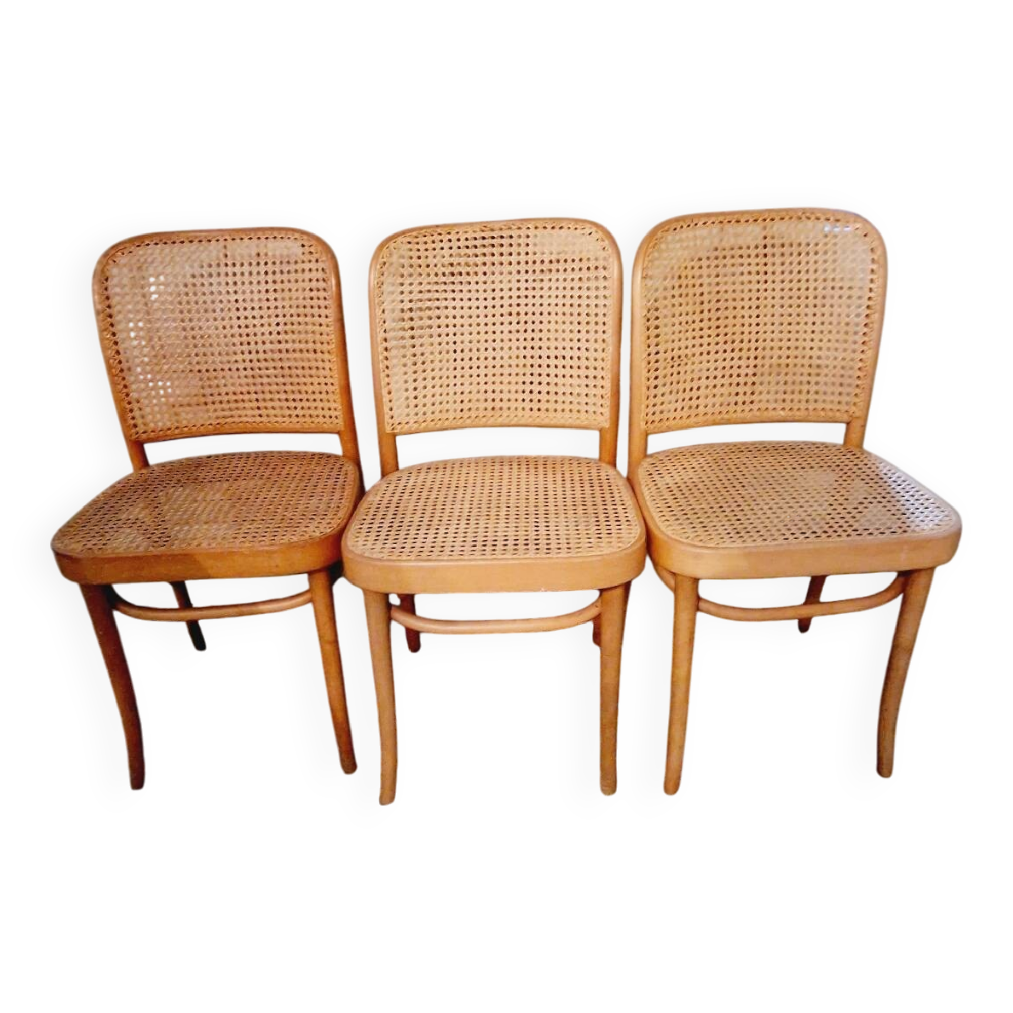 Vintage trio of Joseph Hoffman FMG thonet chairs