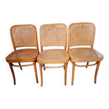 Vintage trio of Joseph Hoffman FMG thonet chairs