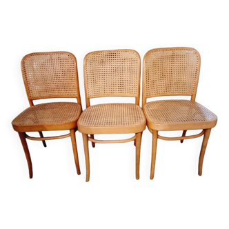 Vintage trio of Joseph Hoffman FMG thonet chairs
