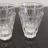 Set de 4 verres digestifs en cristal ciselé vintage Shell