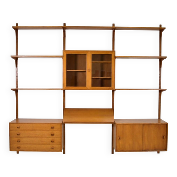 Teak modular shelving unit by HG Furniture 1960s Scandinavian vintage