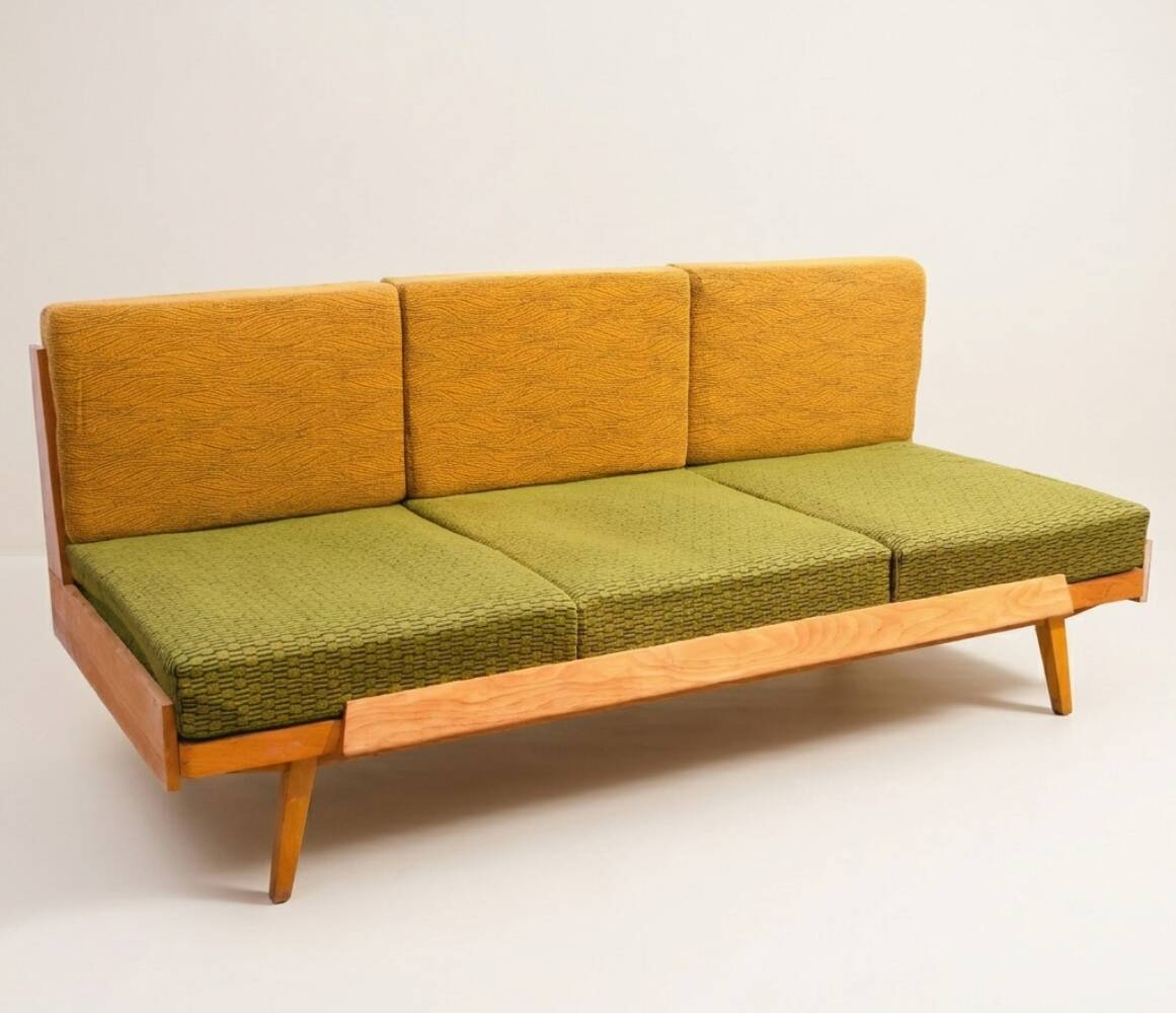 Mid-century folding sofabed by Drevotvar, 1970s, Czechoslovakia