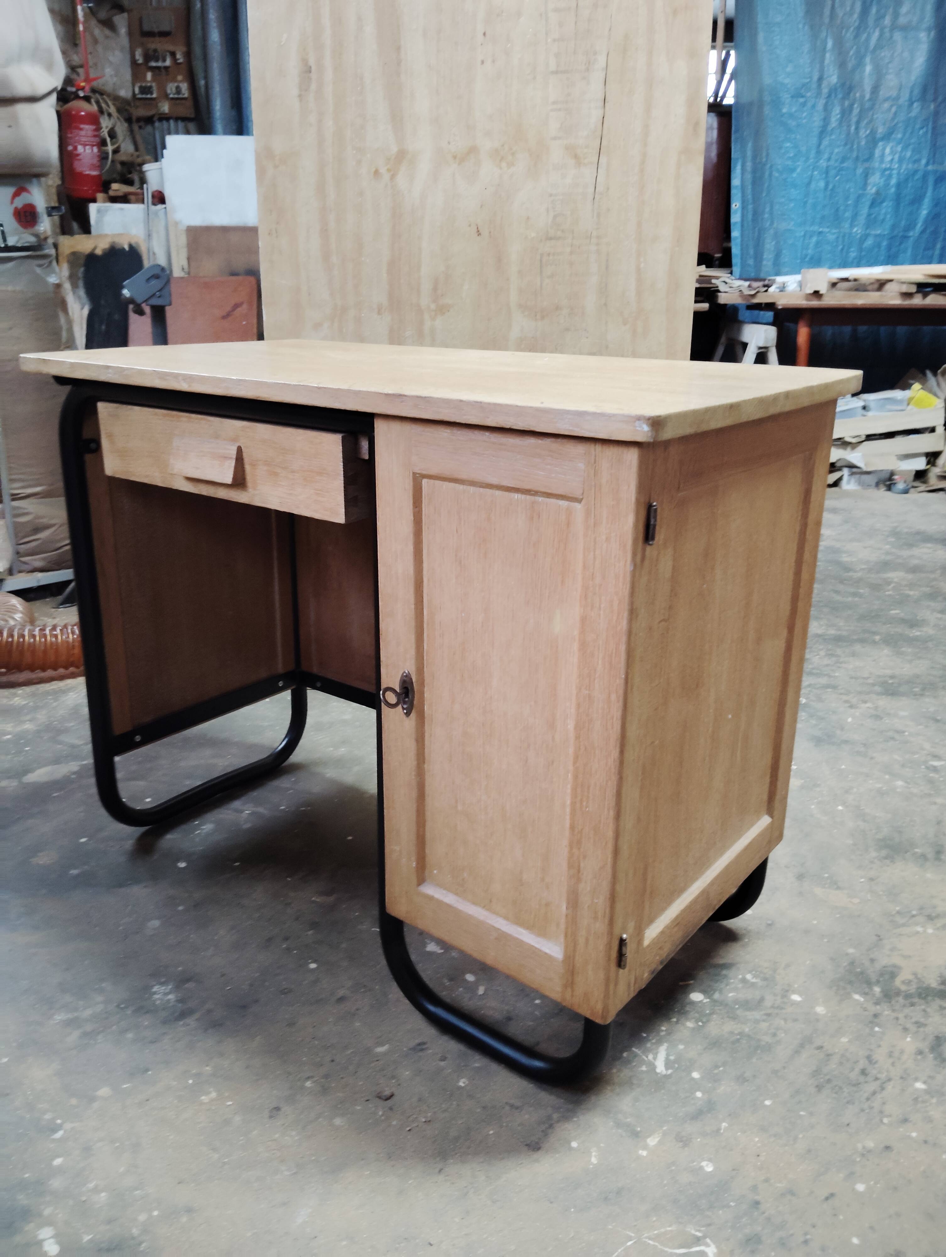 1950s desk in wood and tubular metal