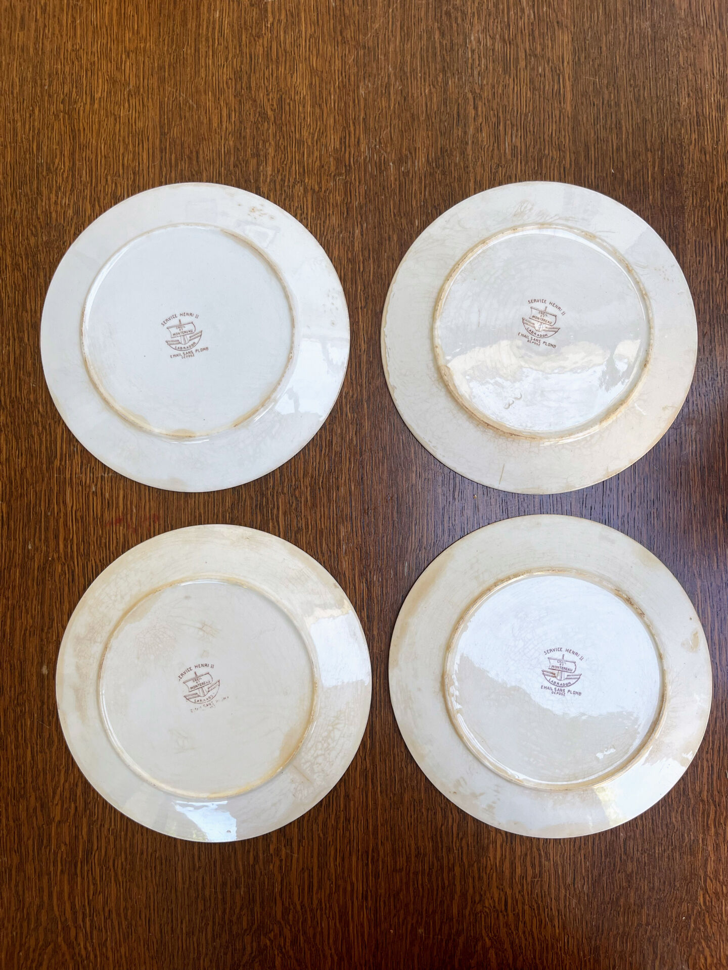 Set of 4 dessert plates Creil & Montereau – Labrador model