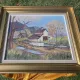 Vintage Oil Landscape Painting - Impasto Barn Scene