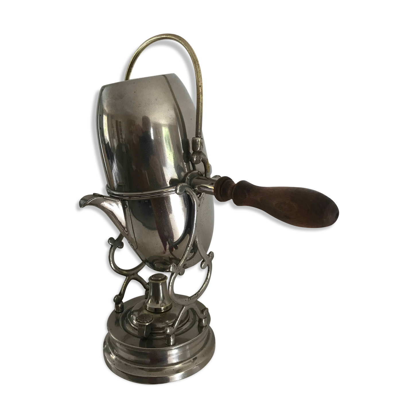 Ancienne cafetière à renversement en métal argenté