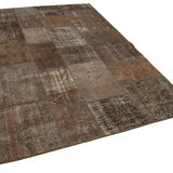 Hand-knotted oriental vintage 171 cm x 241 cm brown patchwork carpet
