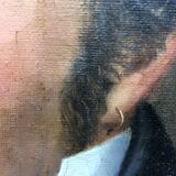 Signed painting, portrait of a gentleman with a book and an earring: 19th century