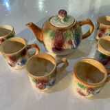 Vintage earthenware teapot and cup set