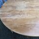 Round table in solid cherry wood, extendable with twisted legs, Louis Philippe style.