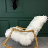 Vintage Sheepskin Fluffy Rocking Chair by Ton
